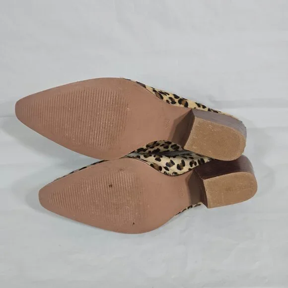 Coconuts by Matisse Animal Print Mules Heels Size 8 Calf Hair Leopard Slip On - Picture 7 of 9